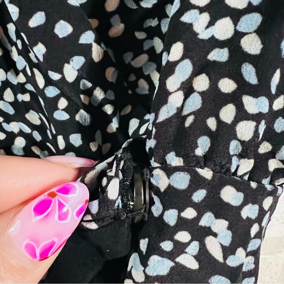 The Kooples Short Sleeve Wrap Patterned Mini Wrap Dress in Blue and Black Size 0 - Picture 8 of 12